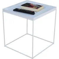 FutuStal Kwadratte salontafel van metaal, 40x40x43 cm, Loft Industrial stijl, mat wit