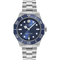 Philipp Plein Analoog horloge 'Aquastorm' enziaan / zilver