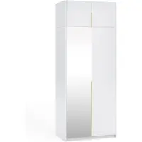 Margaret Hadas24 , kastmodel APOLLONIA I met spiegel, draaiduurskast, modern design, ruime opbergruimte, afmetingen 100 x 250 cm (wit, gouden handgrepen)
