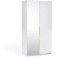 Margaret Hadas24 : Kleerkast APOLLONIA met spiegel, draaideurkast, modern design, ruime opbergruimte. Afmetingen: 100 x 204 cm (wit, gouden handgrepen)