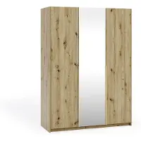 Margaret Hadas24 : Kleiderschrank APOLLONIA met spiegel, draaideurkasten, modern design, ruime opbergruimte. Afmetingen: 150 x 204 cm (met gouden handgrepen)