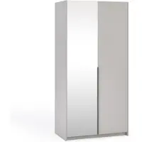 Margaret Hadas24 : Kleiderschrank APOLLONIA met spiegel, draaideuren, modern design, ruime opbergruimte. Afmetingen: 100 x 204 cm (kasjmierkleur, zwarte handgrepen)