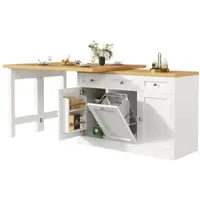 STILVORA Bartafel - Uitschuifbaar Met Lade En Opbergruimte - Voor Kleine Keuken Of Woning - MDF - 120-200x40x76 Cm - Wit