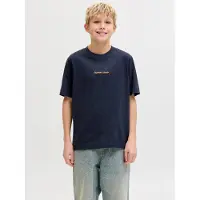 JACK&JONES JUNIOR Junior Shirt 'JORNORREBRO' nachtblauw / oranje