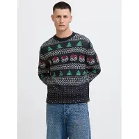 Jack & Jones Trui 'XMAS ANDREW' nachtblauw / groen / donkerrood / wit