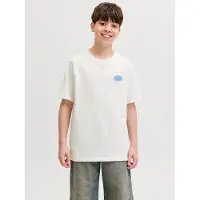 Jack & Jones JUNIOR T-shirt met backprint - wit Jongens Katoen Ronde hals - maat 140
