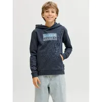 Jack & jones Junior Sweatshirt 'JCOFusion' nachtblauw / cyaan blauw / wit