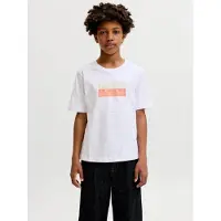 Jack & Jones JUNIOR T-shirt wit Jongens Katoen Ronde hals Printopdruk - maat 164
