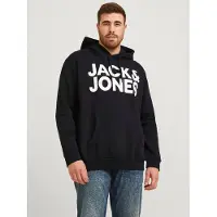Jack & Jones Plus Size Logo Hoodie EU4XL US2XL Zwart