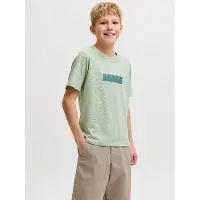 Jack & Jones JUNIOR T-shirt lichtgroen Jongens Katoen Ronde hals Printopdruk - maat 176
