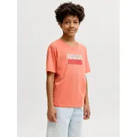 Jack & Jones JUNIOR T-shirt koraaloranje Jongens Katoen Ronde hals Printopdruk - maat 140