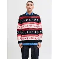 Jack & Jones Trui 'JJXmas Noel' donkerblauw / rood / wit