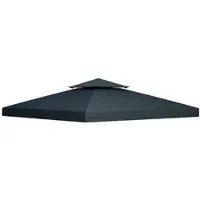 OKWISH Paviljoendak – Dubbel Dak 3 x 3 m – Polyester – Grijs – Waterafstotende Vervangende Overkapping Voor Tuinpaviljoen