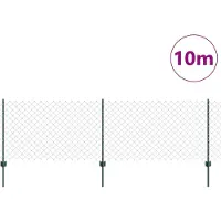 vidaXL Buiten Ketenhek met Paal 10 x 0,8 m PVC-Coated Staal Groen Mesh