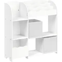 Songmics Kinderplank met 2 dozen voor speelgoed en boeken, Wolk wit