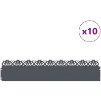 vidaXL Gazonranden 10 st 103 x 0,05 x 22 cm Staal Antraciet