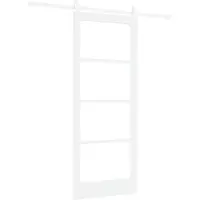 vidaXL Schuifdeur ORKDAL Wit 83 x 202 cm Massief grenenhout en glas
