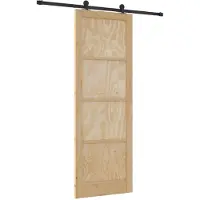 vidaXL Schuifdeur Naturel en Zwart 83 x 232 cm Massief grenenhout