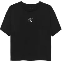 Calvin Klein T-shirt Zwart Meisjes Katoen Ronde hals Effen - maat 176