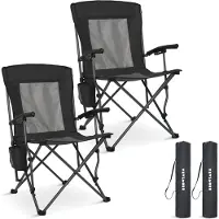 TRVLMORE Campingstoelen - Opvouwbaar - 2-Pack - 120KG Draagvermogen - Incl. Draagtas - Klapstoel - Visstoel - Kampeerstoel - Vouwstoel - Zwart