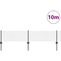 vidaXL gaashek met palen 10 x 0,4 m PVC-Coated Staal Grijs Mesh