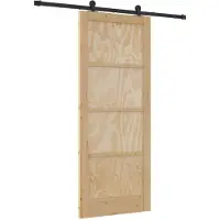 vidaXL Schuifdeur Naturel en Zwart 86 x 211 cm Massief grenenhout