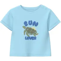 s.Oliver T-shirt lichtblauw Meisjes Katoen Ronde hals Printopdruk - maat 92 - pailletten