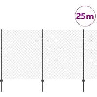 vidaXL gaashek met palen 25 x 1,4 m PVC-Coated Staal Grijs Mesh