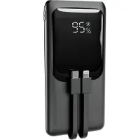 Gembird 20 W Fast charging power bank with integrated cables, 10000 mAh, black