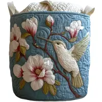 OIMG (style1 L, 1pcs) Gewatteerde wasmand met handvatten, boho bloemenstof, opvouwbaar - voor kinderkamer en slaapkamer, lichtgewicht