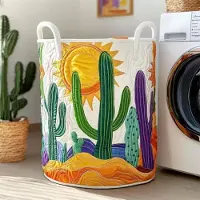 OIMG (style4 M, 1pcs) Gewatteerde wasmand met handvatten, boho bloemenstof, opvouwbaar - voor kinderkamer en slaapkamer, lichtgewicht