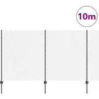 vidaXL gaashek met palen 10 x 1,4 m PVC-Coated Staal Grijs Mesh