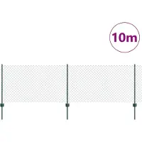 vidaXL gaashek met palen 10 x 0,8 m PVC-Coated Staal Groen Mesh