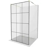 Mexen Kioto vrijstaande douchewand 110 x 200 , zwart raster 8 mm, goud - 800-110-002-50-77