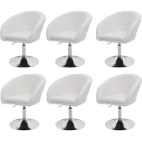 MCW Set van 6 eetkamerstoelen -F19, keukenstoel draaistoel loungestoel, in hoogte verstelbaar ~ stof/textiel crème-wit