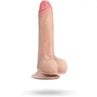 Lovetoy Dildo met glijdende huid 18 cm - blanke beige