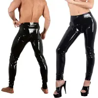 Late-X LateX- Latex Unisex Legging met Rits Sluiting bij Kruis voor Spannende Interacties en Maat 2XL - Zwart