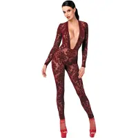 Noir Kink Royal - bodystocking - transparant - rood