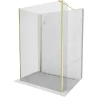 Mexen Kioto douchescherm Walk-in 140 x 95 x 40 , transparant, goud geborsteld - 800-140-095-221-55-00-040