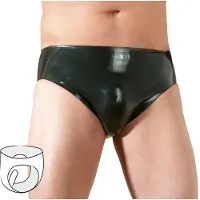 Late X heren slip met interne penis en anale dildo (zwart) - L