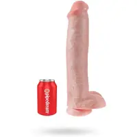 King Cock - Dildo met Balzak - 38 cm - Beige