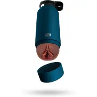 PDX - Fuck Flask Private Pleaser - kunstvagina in een drinkfles (blauw-bruin)