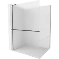 Mexen Kioto+ L douchewand met plank Walk-in 110 x 200 , ijs, geborsteld kanon grijs - 800-110-123-66-30