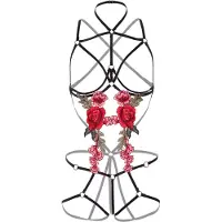 Vuxen Roses Strappy Teddy w. Pasties