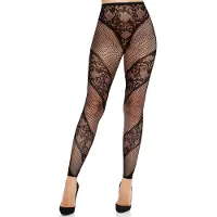 Leg avenue - Lace And Sheer Footless Tights Black
