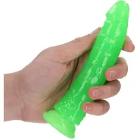 Realrock Slanke Realistische Dildo met Zuignap - Glow in the Dark - 6'' / 15,5 cm - Groen