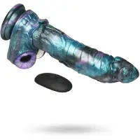 XR Brands astro-thrust - duwende en vibrerende siliconen dildo - blauw/paarse