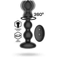 Vuxen IY Mouve - Roterende en Vibrerende Geribbelde Buttplug met Afstandsbediening - 2 motoren - Zwart