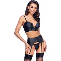 Cottelli collection – Top Set Met Glitservaring – Zwart