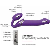 Strap-On-Me - Vibrerende Strapless Strapon - Voorbinddildo Met 3 motoren - Paars M
